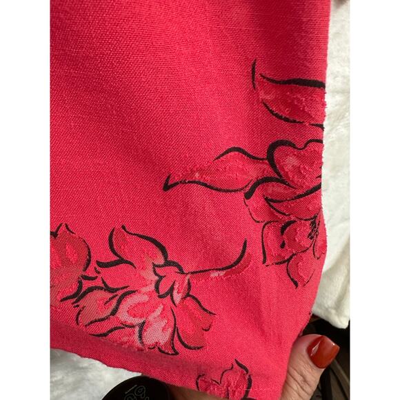 Alfred Dunner Red Floral Burnout Button Top 22W 2X Classy Mature - Picture 6 of 10